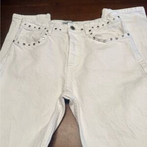 Zara White Women's Skinny Jeans with Silver Studs